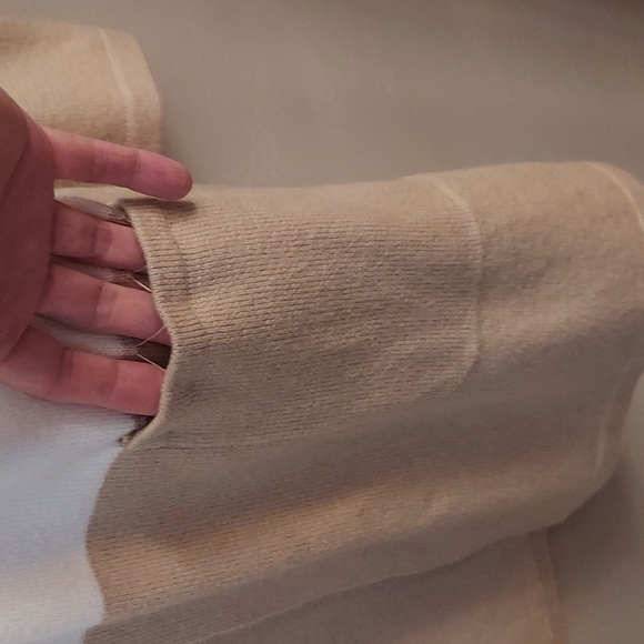 TALBOTS Shawl Collar Colorblock Cream and Tan Knit Open Cardigan/Duster - Picture 14 of 14